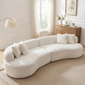 114 Modular Curved Cloud Couch Oversized Sectional Sofa for Living Room Modern Boneless 4-Seater Luxury Plush Boucle with Deep Seat Ideal for Living Room Office Apartment No Assembly White