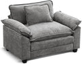 URRED Cloud Couch Accent Chair Oversized Chenille Armchair with Deep Wide Seat and Upholstered Armrests Grey – Modern Lounge Chair for Bedroom or Living Room