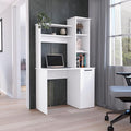 Penau Computer Desk with Ample Work Surface Stylish Hutch Storage and Door Cabinet Black Ideal for Home Office