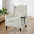 Mid Century Wingback Recliner Fabric Push Back Recliner Chair Single Rolled Armchair Sofa with Rivet Decoration Accent Chairs with Stable Hump Feet for Living Room (Beige①)