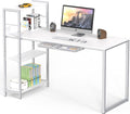 SHW 46-Inch Home Office Mission Computer Desk with Side Shelf and Drawer White