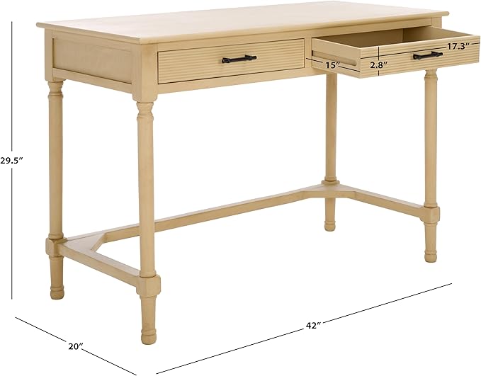 SAFAVIEH Home Collection Layce Natural Brown 2-Drawer Desk