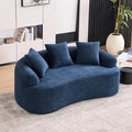 65 Curved LoveseatDeep Seat Cloud Floor Couch with 3 BackrestCozy Chenille FabricSmall Loveseat for Small SpacesBedroomOfficeApartment (Blue 65 Inch)
