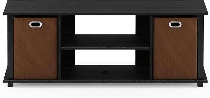 FURINNO Econ Entertainment Center Americano/Black/Brown 42 Inch TV Size