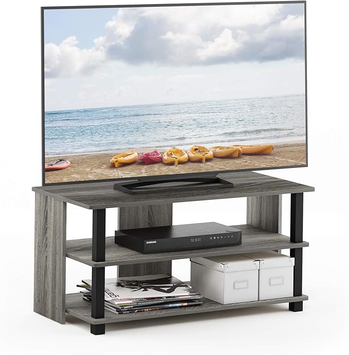 Furinno Sully 3-Tier Stand for TV up to 40 French Oak Grey/Black