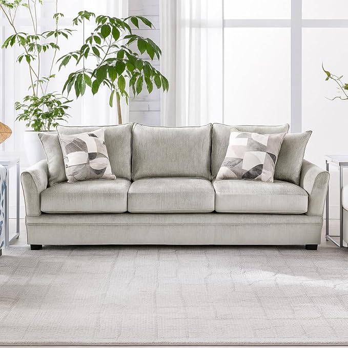 New Classic Furniture Sylvie Polyester Upholstered Sofa in Light Gray