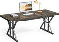 LITTLE TREE 70.8-Inch Large Executive Desk Extra Long Computer Office Desk Workstation Modern Simple Style Laptop Table Sturdy Wooden Writing Workstation for Home Black Oak