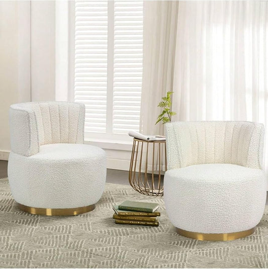 KINFFICT Velvet Swivel Accent Barrel Chair Set of 2 Mid Century Modern Arm Chair 360° Swivel Club Chairs Upholstered Comfy Single Sofa Chair Cozy Leisure Chair for Living Room Bedroom Lounge Hotel