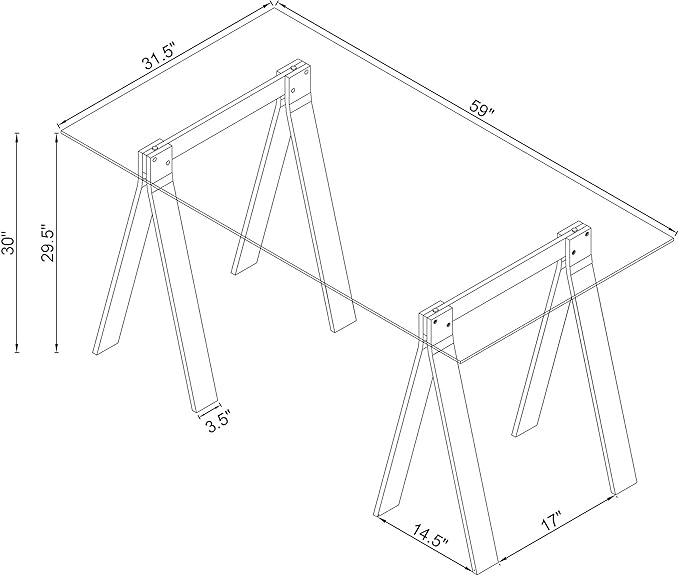 Coaster Home Furnishings – Amaturo – Glass &amp Metal – 59-Inch Transparent Design Writing Desk with Tempered Glass Top Chrome Supports and Sawhorse Base – Home Office &amp Living Room – Clear - 8