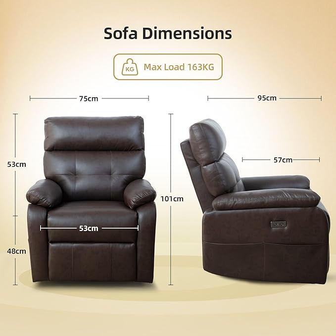 Massage Chair Recliner with HeatManual Recliner Chair for AdultsLazy Boy Recliner Chair with Cup Holder2 PocketsAdjustable BackrestFootrestOversizedHeavy Duty (Dark Brown)
