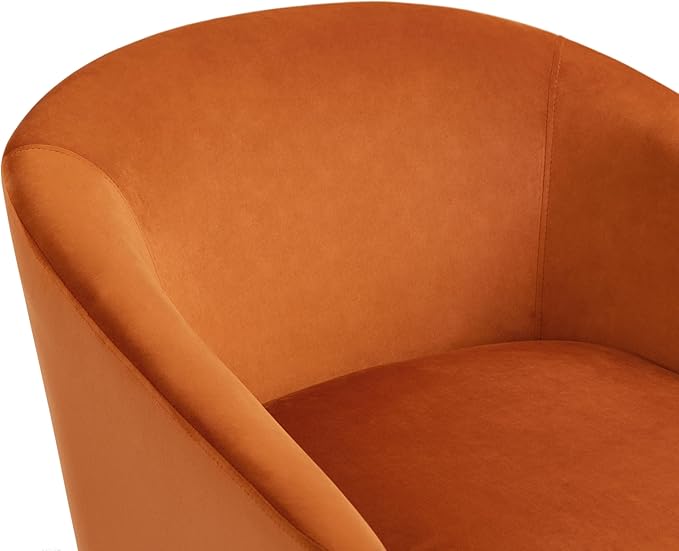 Swivel Barrel Accent Chair Modern Round Velvet Fabric Arm Chair for Living Room Bedroom Comfy Club Reading Chairs for Adults(Velvet Orange Set of 1)
