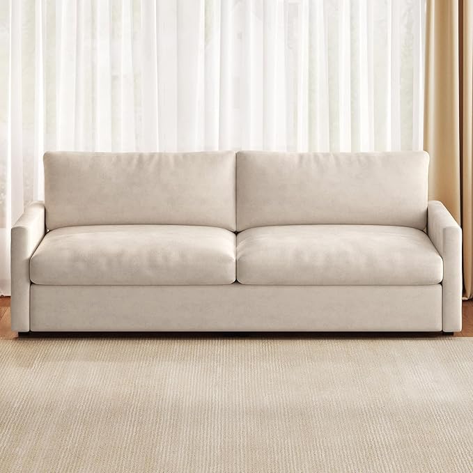 Cloud Loveseat Sofa 70 Contemporary Upholstered Oversized 2-Seater Couch for Small Spaces Comfy Loveseat for Bedroom &amp Living Room Soft Polyester Velvet Cream White