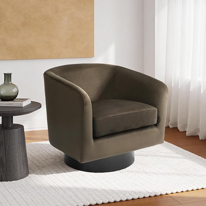 Swivel Barrel Accent Chair Modern Round Chenille Fabric Arm Chair for Living Room Bedroom Comfy Club Reading Chairs for Adults（Velvet Coffee Set of 4