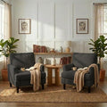 Kromax Accent Chair for Living Room Set of 2 No Screws Assembly Required Mid-Century Reading Chair for Bedroom Comfy Upholstered Armchair with Sturdy Legs Single Sofa Chair for Apartment Black