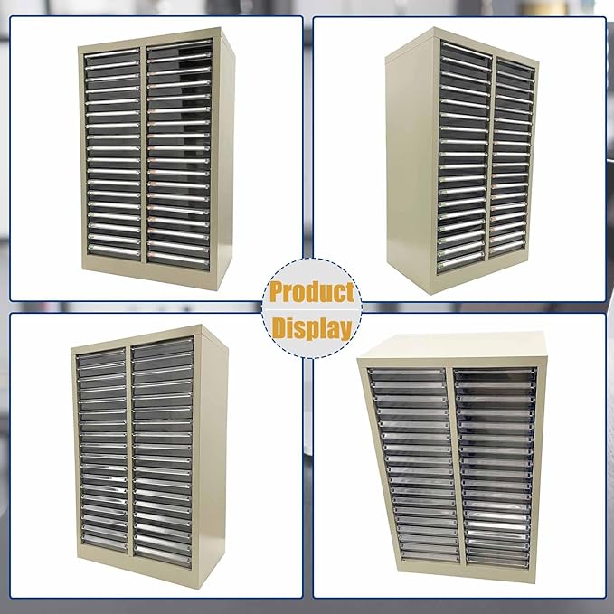 TECHTONGDA File Cabinet 36 Drawer Vertical Metal Lateral Filing Storage Cabinet Large Capacity Anti-Slip Drawer for A4 Paper Stamps Invoices