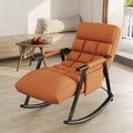NIOIIKIT Nursery Rocking Chair Velvet Upholstered Rocker Chair with Adjustable Back&ampFootrest Reclining Glider Chair with Side Pocket Tufted Glider Rocker Armchair for Living Room (Orange Velve