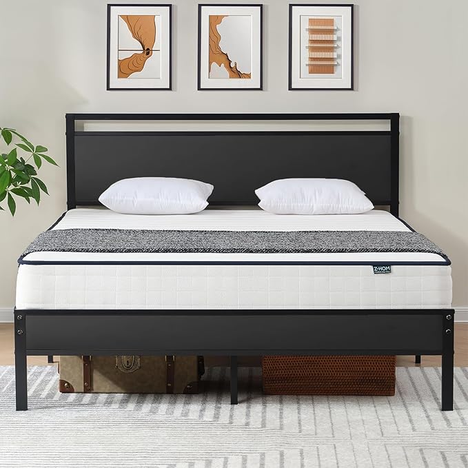 Z-hom Easy Assembly Sturdy Metal Platform Bed Full Size Bed Frame with Headboard &amp Footboard Anti-Slip &amp Silent Support No Box Spring Needed with Underbed Storage Modern Bedroom Furniture
