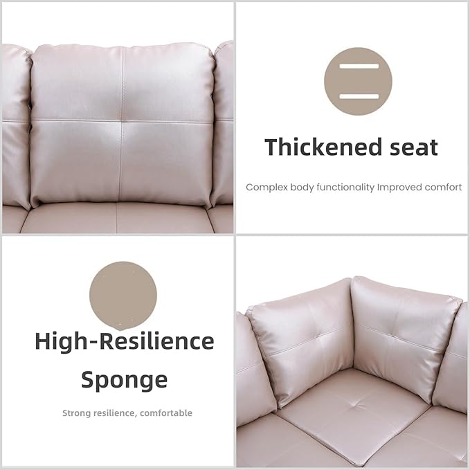 FONTOI L Shaped Sectional Couches Leather Couch Modular Sectional Sofa with Ottoman Storage Modern L Shaped Couch with Chaise for Living Room Bedroom Apartment Furniture Gray
