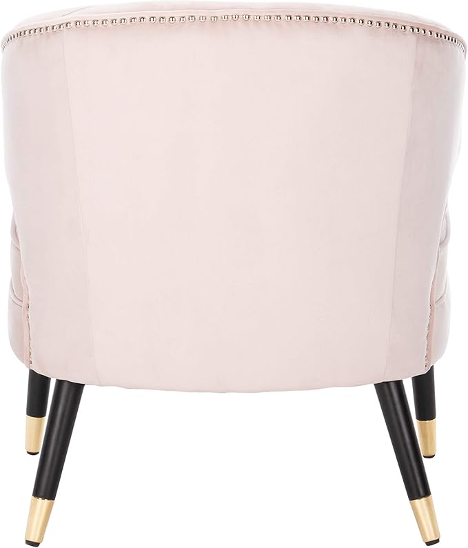 Safavieh Home Stazia Retro Glam Blush Pink and Black Wingback Accent Chair