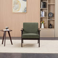 Mid-Century Modern Accent Chair Modern Armchair with High Back Upholstered Armchair with Solid Wood Legs Leisure Lounge Reading Chair for Living Room or Bedroom (Antique Green)