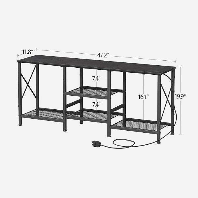 TV Stand with LED Lights for 55 Inch TV Entertainment Center with 3-Tier Open Shelves TV Console Table for Living Room Bedroom Black