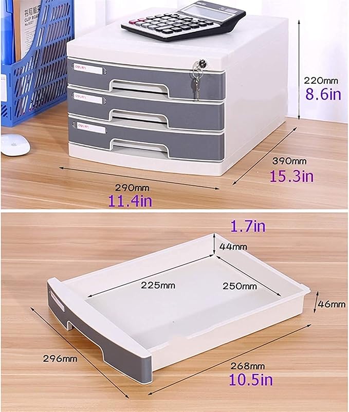 Drawer-Type Office Storage Box Lockable File Cabinet 3-Layer Office Desk Cabinet Multi-Layer File Box Desktop Storage Cabinet