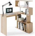 L Shaped Computer Desk Corner Desk 360 Degree Rotatable Space Saving Table with Spacious Storage for Home Office Workstation Study 157 x 45 x 130.5 cm Oak