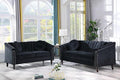 Chesterfield Sofa Set Luxurious Velvet Chesterfield Settee Couch SetSofa and Loveseat SetUpholstered Rolled Arm with Rivets/4 Button Tufted Pillow Modern Sofa Living Room SetBlack