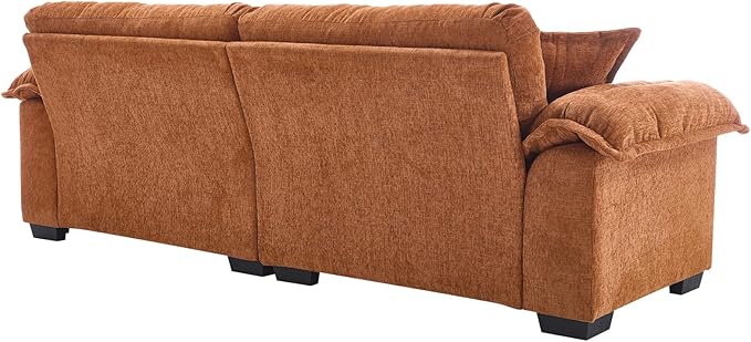 KIVENJAJA 90.5”W Oversized Cloud Loveseat Sofa Modern Chenille Tufted Deep Seat Sectional Couch Overstuffed Comfy Love seat with Pillows for Living Room Apartment Small Space Orange