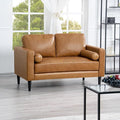 Naomi Home Genuine Leather Loveseat - Revel in Exquisite Leather Opulence - Unparalleled Luxury Mid Century Loveseat Embodiment of Cozy Lounging and Contemporary Design Tan
