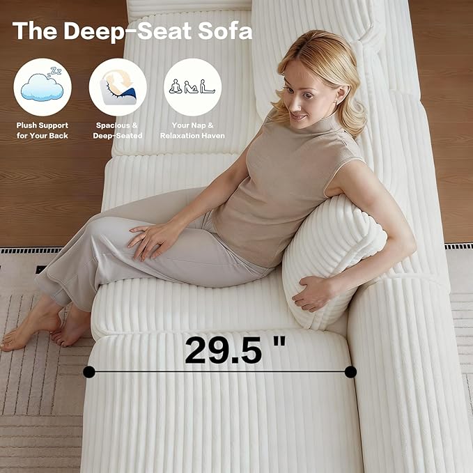 139 Oversized Sectional Couches for Living RoomU-Shaped Boneless Cloud Couch with Deep Seat and PillowsCompressed Sofa in a Box Suitable for Home &amp OfficeNo Assembly RequiredBeige