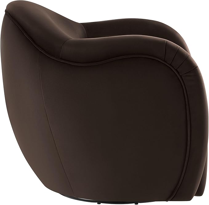 Modway Compose Performance Velvet Swivel Armchair in Chocolate Brown - Barrel Accent Chair - Comfy Round Single Sofa Chair with 360° Rotation - Modern Upholstered Club Chair for Living Room Bedroom