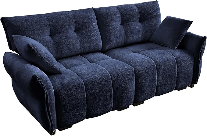 Aoowow Modular Sectional Sofa 78.7” Comfy Chenille Loveseat Sofa Couch Upholstered 2-Seater Couches with Pillows for Living Room Apartment OfficeBlue