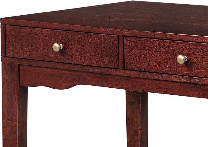 eHemco Solid Wood Library/Home Office Writing Desk with 3 Drawers Cherry