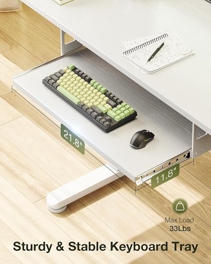 Casaottima Electric Standing Desk with Keyboard Tray 40 Inch Height Adjustable Small Table Sit Stand Table Writing Computer Desk for Home Office Workstation White