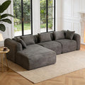 117’’ Chenille Fabric Boneless Couches for Living RoomModular Sectional Cloud Sofa |Fluffy Chenille Deep Seat No-Assembly Memory Foam Comfy Cloud Couch with L-Shaped Chaise (Grey)