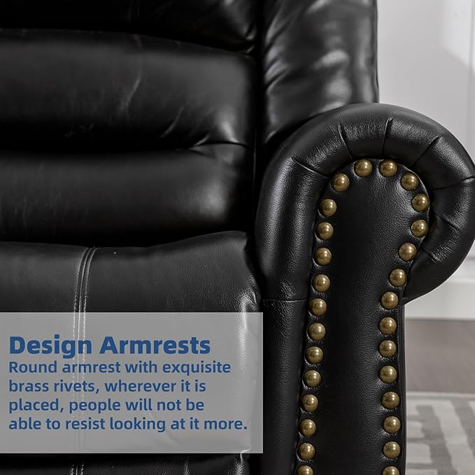 Swivel Rocker Recliner Chair with Heat and Vibration 360° Swivel Glider Rocker Manual Reclining Chair Massage Rocking Recliners with Side Pockets &amp USB Ports for Living Room Black