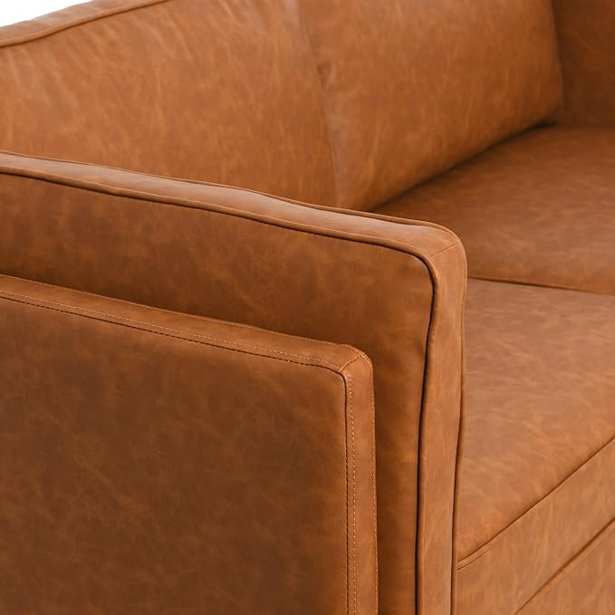 Creative Co-Op Atley High Sided Sofas Vegan Cognac Leather