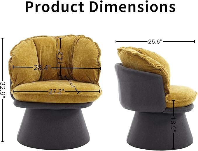 Swivel Accent ChairModern Round Armchair Reading ChairsThick Density Fabric Barrel Chairs for LivingBedroomLoungeYellow