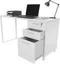 Modern Design Milano Office Desk with 3 Locking Drawers 48 Inch White Industrial Wood Desk with Filing Drawer and Storage by Crafts and Comfort