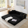 4-in-1 Folding Convertible Sofa Bed 78 Inch Boneless Couch with Fixed-Shape Frame Corduroy Loveseat Sleeper with Pull Out Bed Floor Sofa Modular Futon Couch for Living Room Bedroom Lounge (Black)