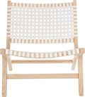 SAFAVIEH Home Collection – Luna Natural Solid Wood &amp White Leather Woven Accent Chair Contemporary Lounge Chair Fully Assembled (ACH1002A)