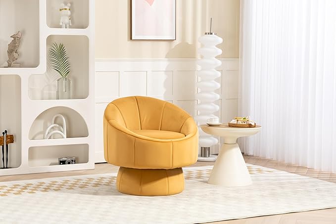 Mid Century Modern Accent Chair with Wood e Upholstered Swivel Chair for Living Room Chairs with Waist Cushion Reading Armchair for Bedroom Sunroom