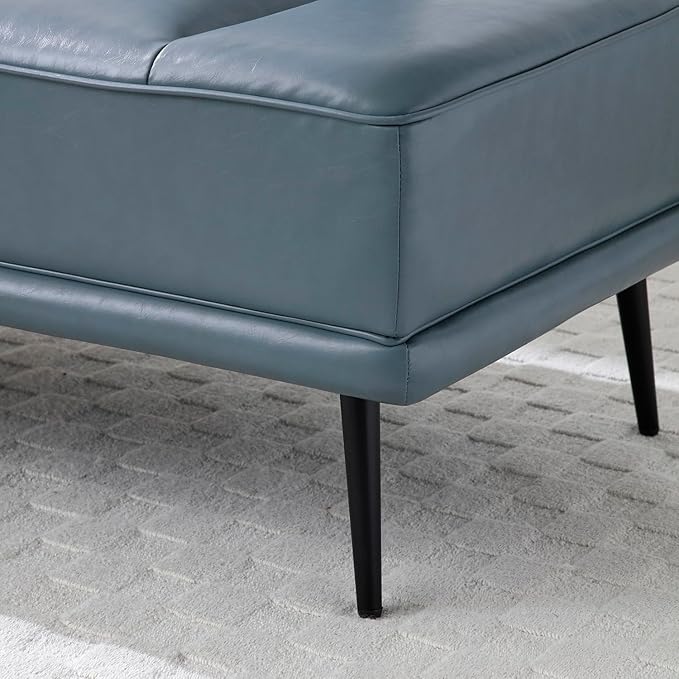 Small Modern Loveseat Couch Sofa Leather Upholstered 2-Seat Sofa Love Seat Furniture with 360-Degree Swivel Tray Black Metal Leg for Small Space Living Room Bedroom Apartment (Grey)