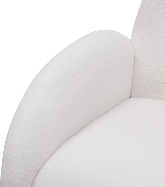 Accent Upholstered Single Chair White Sherpa Armchair with Golden Legs for Living Room Bedroom Office