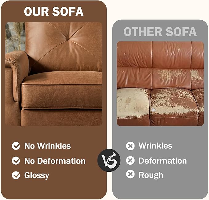 71.6 Sofa Couches for Living Room with Deep Seat 3 Seats Modern Couch for Bedroom Comfy Mid Century Modern Loveseat Sofa Couch Brown