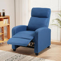 Recliner Chair for Living Room Fabric Sleeper Chairs for Adults Adjustable Comfortable Chair Single Sofa Chair Reading Chair for Bedroom with Footrest (Leather Blue)