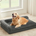 WINDRACING Orthopedic Dog Beds for Medium Dogs Waterproof Egg Foam Dog Sofa Bed with L Bolster Sides Washable Medium Pet Bed with Removable Cover &amp Non-Slip Bottom 36 x 23 inch Gray