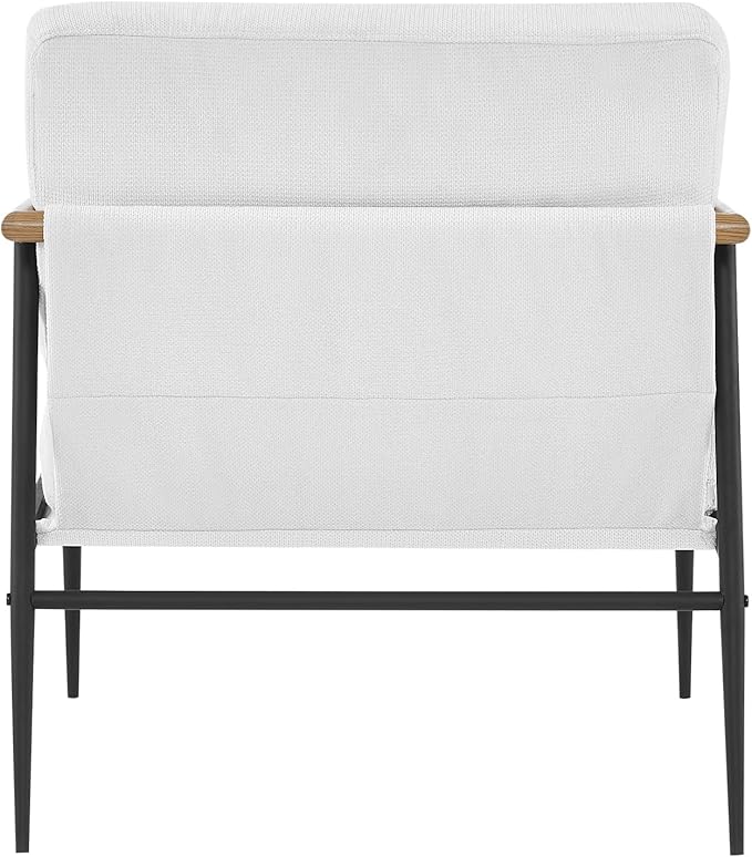 MIRASON Accent Arm Chair for Living Room Mid Century Modern Accent Reading Side Chair Upholstered Lounge Chair with Comfy Cushion and Metal Frame for Bedroom Office (Beige)
