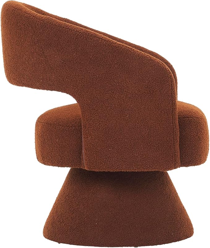 Swivel Accent Chair Armchair Round Barrel Chair in Fabric for Living Room BedroomBrown Teddy RO765